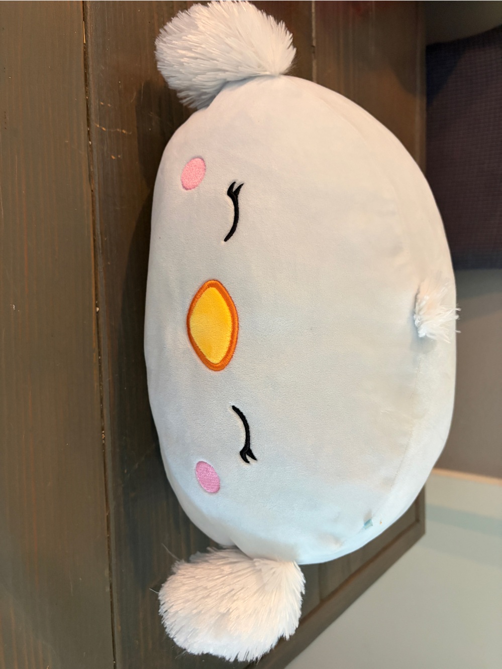 Squishmallows Light Blue Chick Plush with Yellow Beak and Pink Cheeks